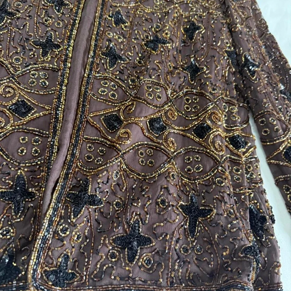 Jkara black fully beaded jacket‎ size xl